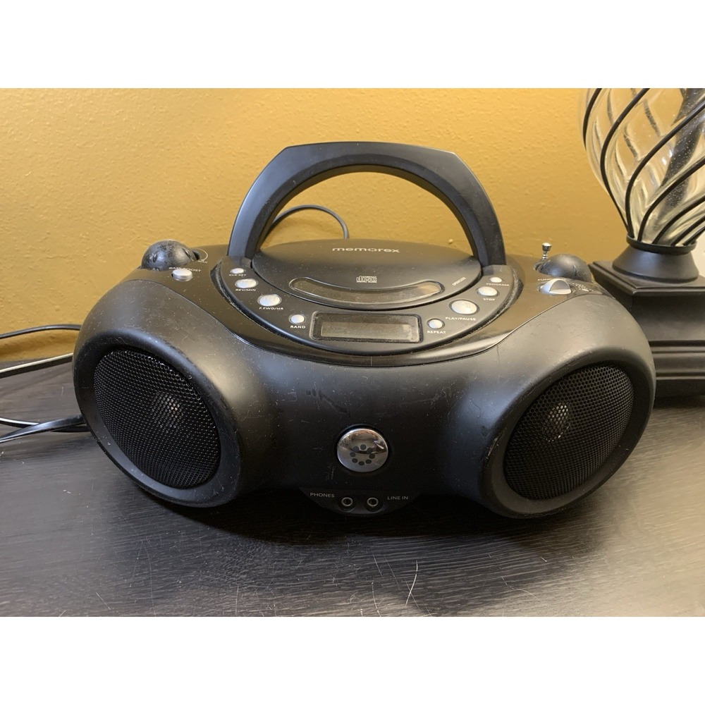 Memorex MP3851BLK Portable CD Player AM/FM Radio Boombox W/AC Cord Tested